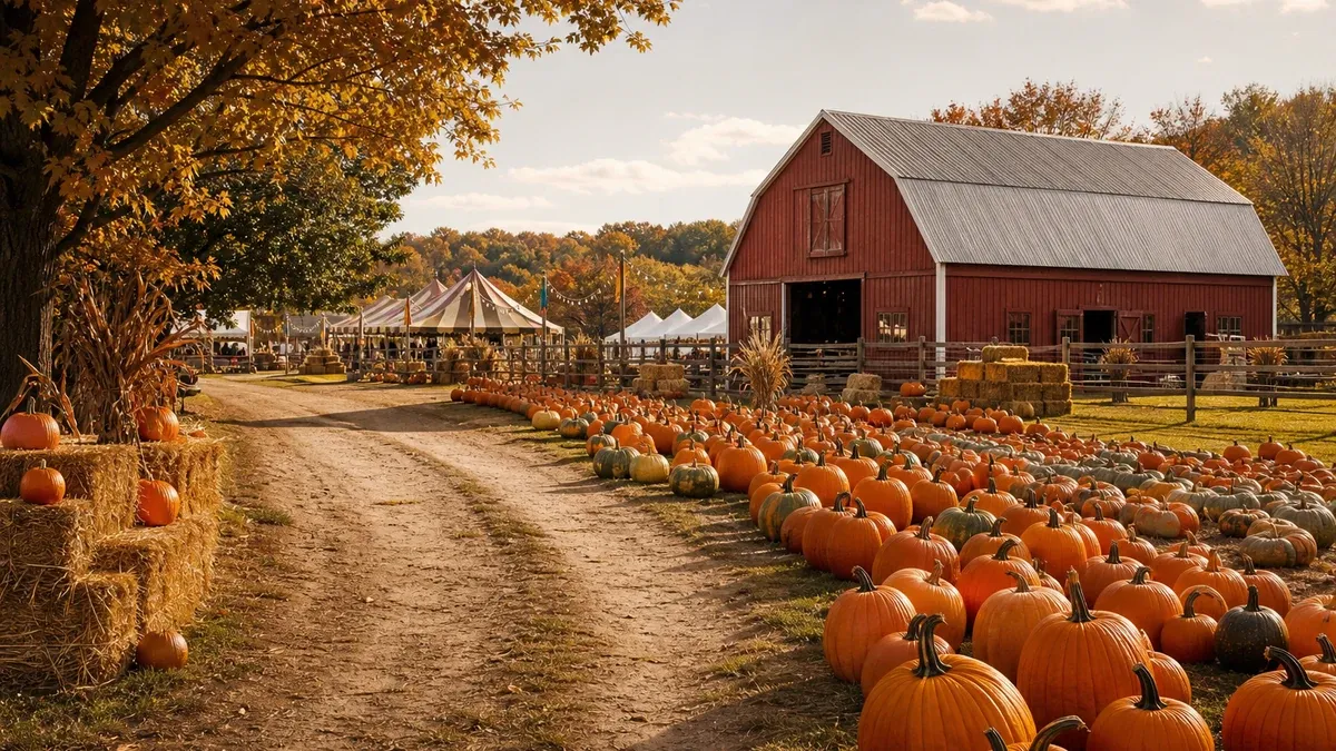 Harvest Festivals illustrated farm country scene