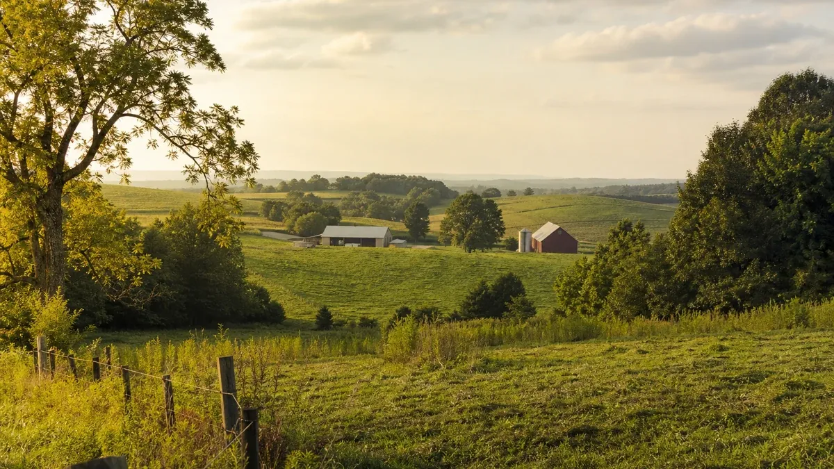 Scenic Countryside farm country travel guide illustration